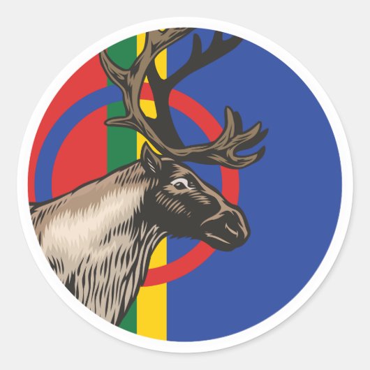 Sami Rendier Sami Nationale Dierenvlag Ronde Sticker (Voorkant)