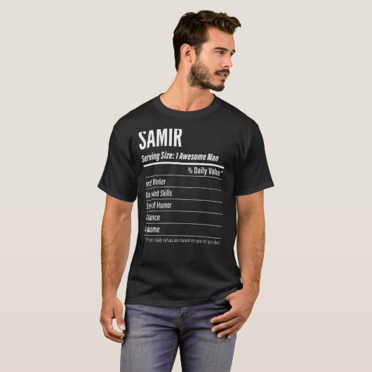 Samir Serving Maat Voeding Etiket Calorieën T-shirt (Voorkant volledig)