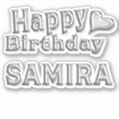 Samira Happy Birthday silver Aufkleber Sticker (Voorkant)