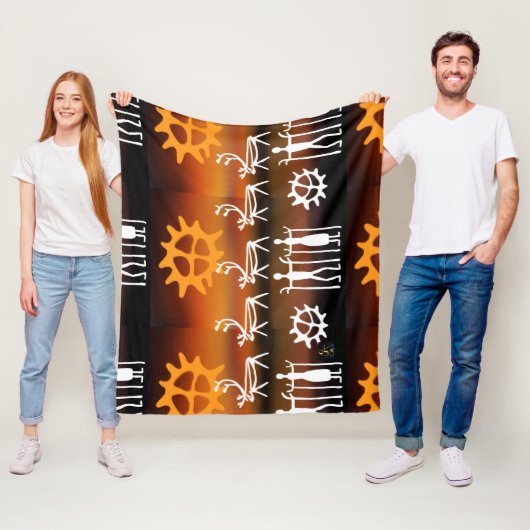 Samisk inspiratie samiska tecken fleece deken (In situ)