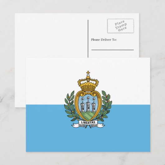 Sammarinese vlag, vlag van San Marino Briefkaart (Voorkant / Achterkant)