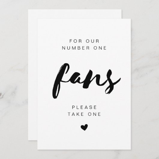 SAMMI Minimal Take A Fan Wedding Sign Kaart (Voorkant / Achterkant)