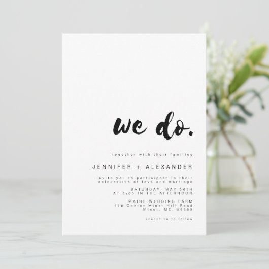 SAMMI Minimale 'We Do' Huwelijksuitnodiging Kaart (Staand voorkant)