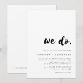 SAMMI Minimale 'We Do' Huwelijksuitnodiging Kaart (Voorkant / Achterkant)