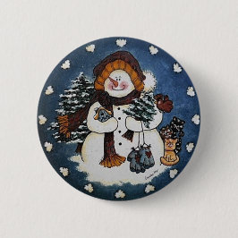 Sammy de Snowman Button Pin