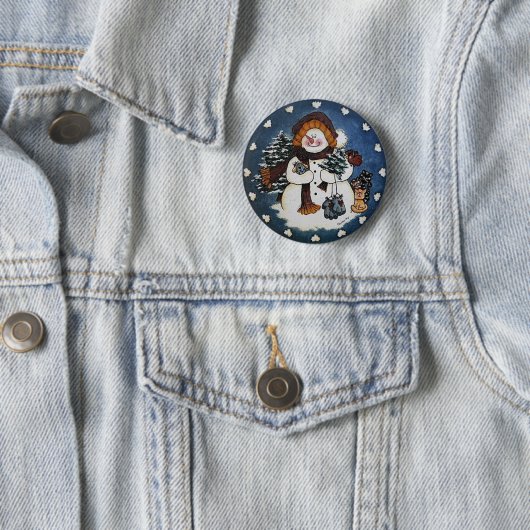 Sammy de Snowman Button Pin (In situ)