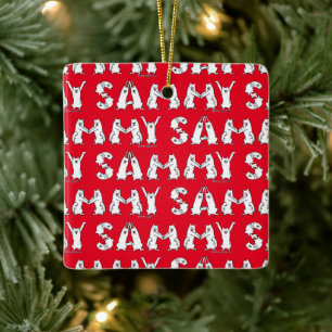 Sammy gespeld in Samoyed Letters Keramisch Ornament