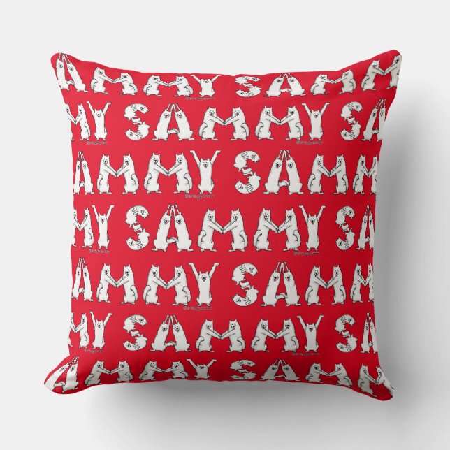 Sammy gespeld in Samoyed Letters Kussen (Voorkant)