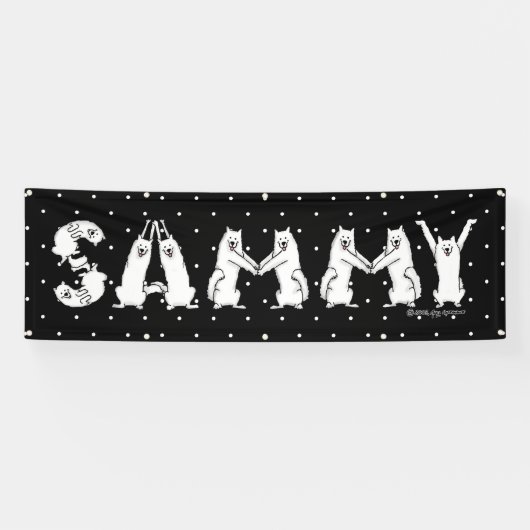 Sammy gespeld in Samoyed Letters Spandoek (Horizontaal)