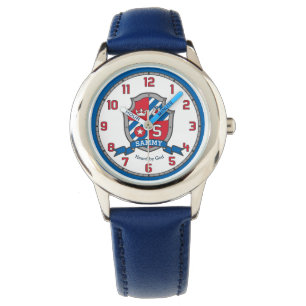 Sammy naam betekent letter S kuif rood blauw vogel Horloge