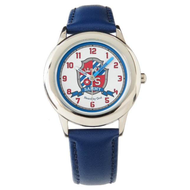 Sammy naam betekent letter S kuif rood blauw vogel Horloge (Voorkant)