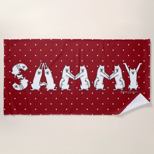 Sammy Spelling in Samoyed Dog Letters Strandlaken (Voorkant)