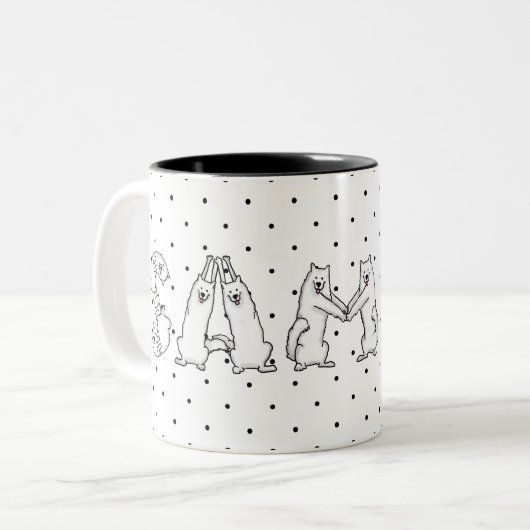 Sammy Spelling in Samoyed Dog Letters Tweekleurige Koffiemok (Voorkant links)