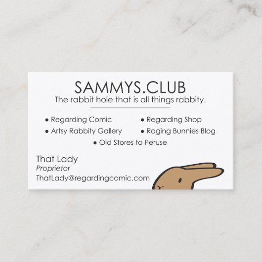 SAMMYS CLUB VISITEKAARTJE (Voorkant)