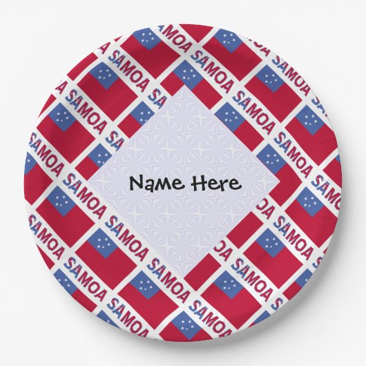 Samoa en Samoan Flag Tiled Personalized Papieren Bordje (Voorkant)