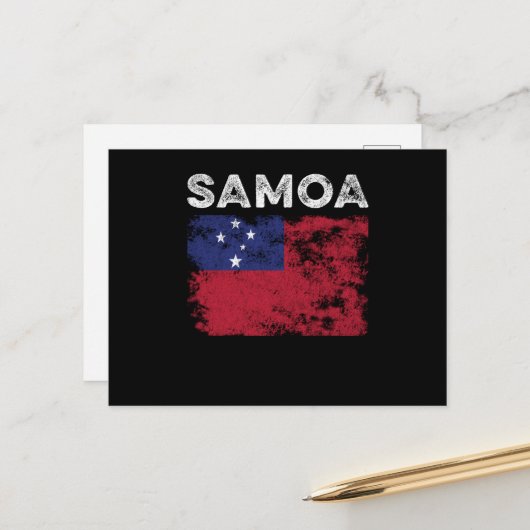 Samoa Flag Distressed - Samoan Flag Briefkaart (Voorkant / Achterkant in situ)