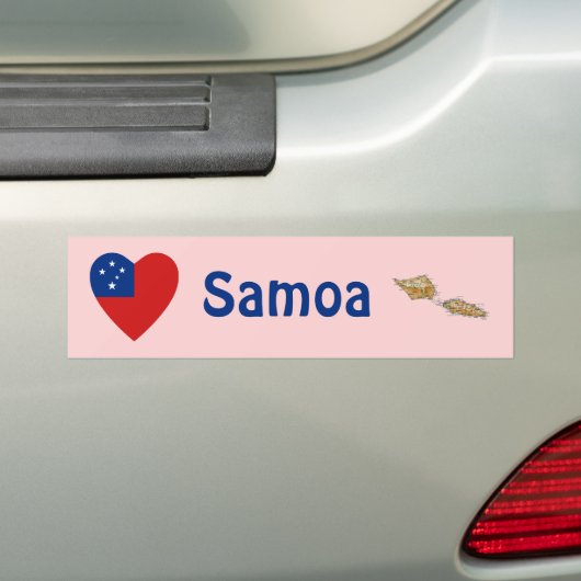 Samoa Flag Heart + Map Bumpersticker (Op auto)