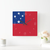 Samoa Flag Red Blue Stars Nummers Patriottisch Vierkante Klok (Huis)