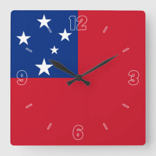 Samoa Flag Red Blue Stars Nummers Patriottisch Vierkante Klok