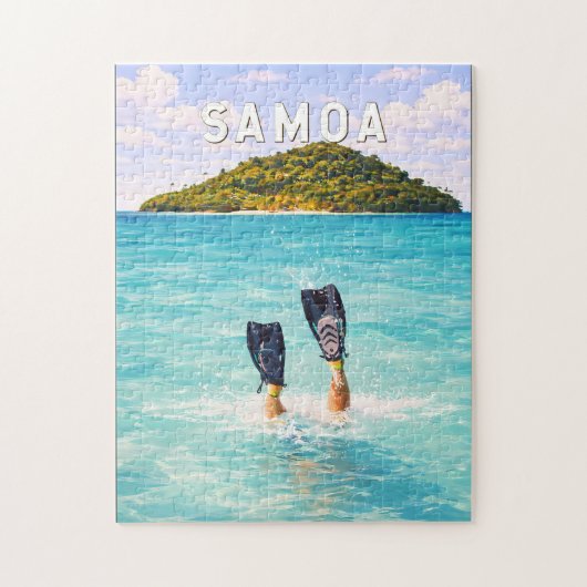 Samoa Illustratie Reis Kunst Vintage Legpuzzel (Verticaal)