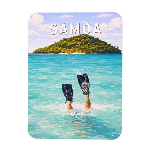 Samoa Illustratie Reis Kunst Vintage Magneet (Verticaal)