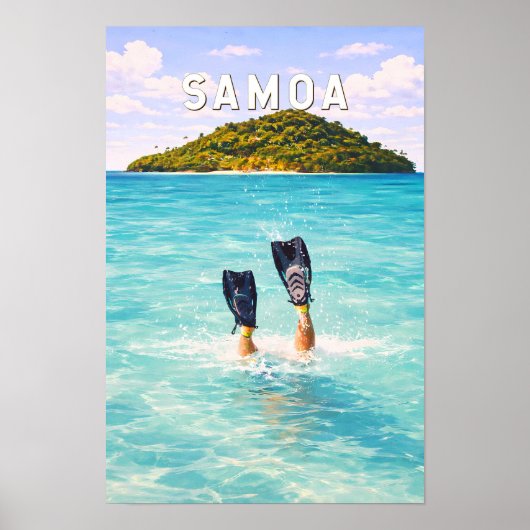 Samoa Illustratie Reis Kunst Vintage Poster (Voorkant)