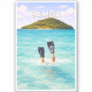 Samoa Illustratie Reis Kunst Vintage Sticker