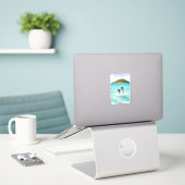 Samoa Illustratie Reis Kunst Vintage Sticker (Laptop op bureau)