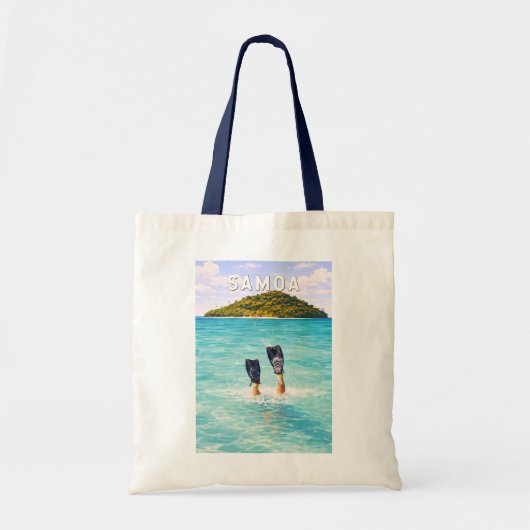 Samoa Illustratie Reis Kunst Vintage Tote Bag (Voorkant)