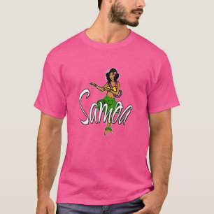 Samoa Island Dansende Hula Girl met grijze rok en T-shirt