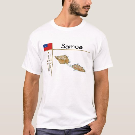 Samoa-kaart + vlag + titel T-shirt (Voorkant)