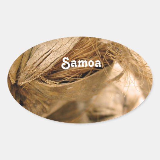 Samoa Kokosnoot Ovale Sticker (Voorkant)