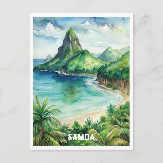 Samoa Nationaal Park Waterverf Schilderij Briefkaart (Voorkant)