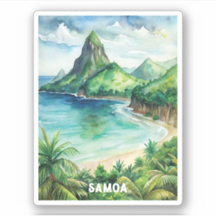 Samoa Nationaal Park Waterverf Schilderij Sticker