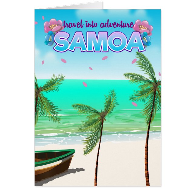 Samoa "reis naar avontuur" reisposter. (Voorkant)