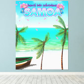 Samoa "reis naar avontuur" reisposter. canvas afdruk (Insitu (Houten vloer))
