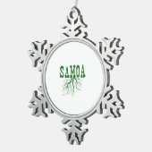 Samoa Rooted Green Tree Roots Word Art Tin Sneeuwvlok Ornament (Rechts)