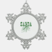 Samoa Rooted Green Tree Roots Word Art Tin Sneeuwvlok Ornament (Voorkant)