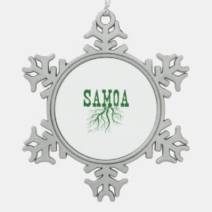 Samoa Rooted Green Tree Roots Word Art Tin Sneeuwvlok Ornament