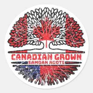 Samoa Samoan Canadian Canada Tree Roots Flag Ronde Sticker