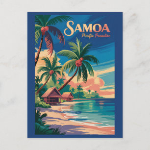 Samoa Strand Samoaanse Illustratie Reis Kunst Vint Briefkaart