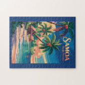 Samoa Strand Samoaanse Illustratie Reis Kunst Vint Legpuzzel (Horizontaal)