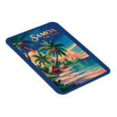 Samoa Strand Samoaanse Illustratie Reis Kunst Vint Magneet (Rechterzijde)
