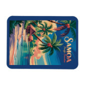 Samoa Strand Samoaanse Illustratie Reis Kunst Vint Magneet (Horizontaal)