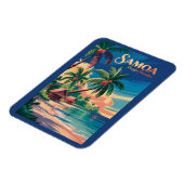 Samoa Strand Samoaanse Illustratie Reis Kunst Vint Magneet (Linkerzijde)
