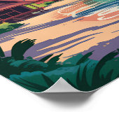 Samoa Strand Samoaanse Illustratie Reis Kunst Vint Poster (Hoek)