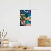 Samoa Strand Samoaanse Illustratie Reis Kunst Vint Poster (Keuken)