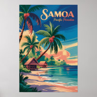 Samoa Strand Samoaanse Illustratie Reis Kunst Vint