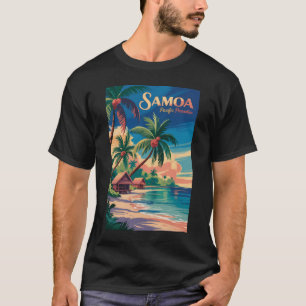Samoa Strand Samoaanse Illustratie Reis Kunst Vint T-shirt