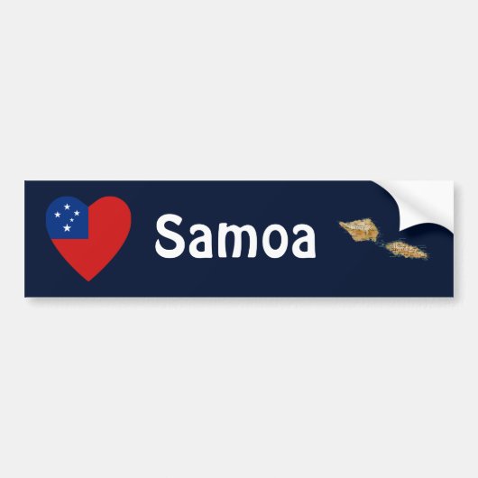 Samoa Vlag Hart + Landkaart Bumpersticker (Voorkant)